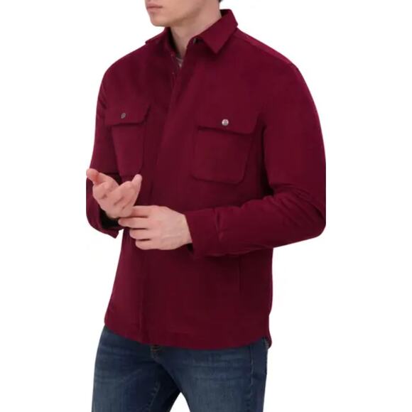 ROBERT GRAHAM Corduroy Shirt Field Jacket Burgundy Red Sz XXL - Picture 3 of 8